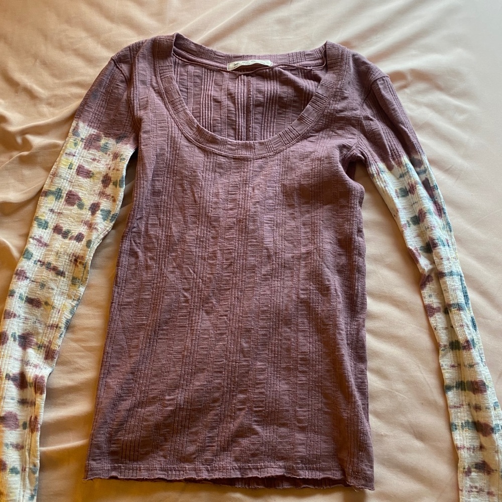 Free People long sleeve tie-dye sleeve top